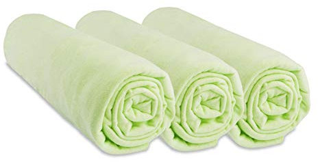 Lot de 3 Draps Housse 40x80 cm Extensible pour 40x90 Couffin Berceau Nacelle 40 x 80 | 100% Coton | Vert Anis | Respirant | Sommeil sain | Marque Easy Dort | Certifié Oeko Tex | Fabriqué en Europe
