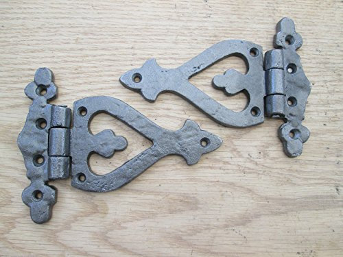 IRONMONGERY WORLD® Antique Arrow Head CAST Iron Fancy Decorative Door Cupboard Hinges- Antique Iron/Pewter