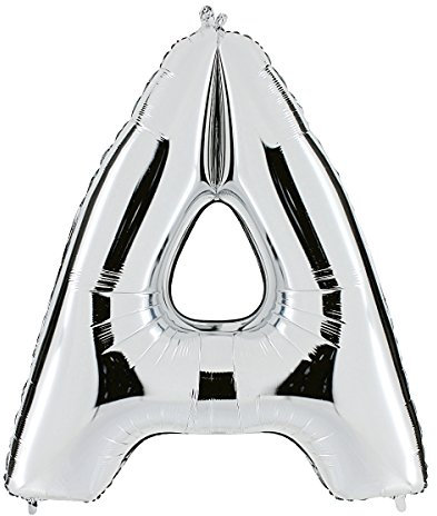 schenken-24 Folienballon Buchstaben groß (A - Z) in Silber, Höhe ca. 95 cm/für Heliumfüllung geeignet (A)