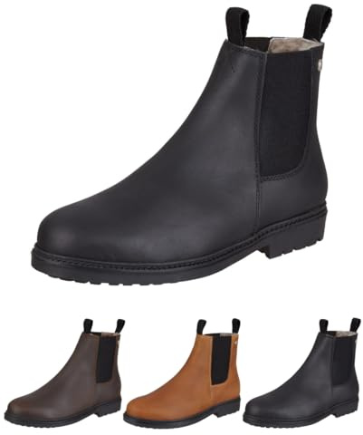 SUEDWIND FOOTWEAR Reitstiefeletten New Work Winter für Damen – 35-46 | Chelsea Boots aus Leder – Reit- & Freizeit-Stiefelette mit Gummisohle, OrthoLite-Fußbett & Merino-Lammfellfutter – Schuhe