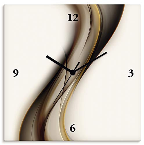 ARTLAND Wanduhr ohne Tickgeräusche Alu Funkuhr 30x30 cm Quadratisch Lautlos Abstrakte Kunst Design Welle Abstrakt Modern T9LH
