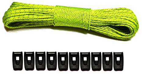 LiteOutdoors Guyline & Tensioner Kit - 60' - 1.8mm Ultralight Reflective Tent Cord, Lightweight Non-Slip Cord Adjusters, For Camping, Hiking, Backpacking Paracord Rope Guy Line