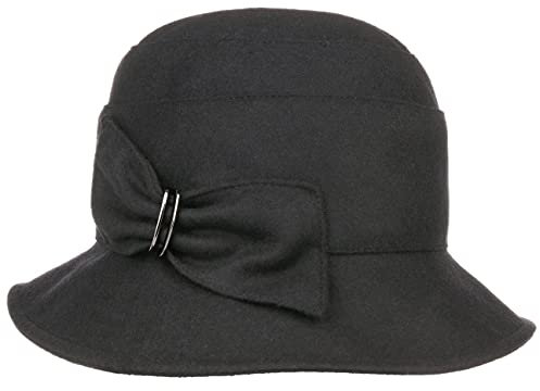 Mayser Kelly Sympatex Damenhut Filzhut Handmade Schleife Regenhut Made in EU Damen Herbst Winter schwarz L (59-60 cm)