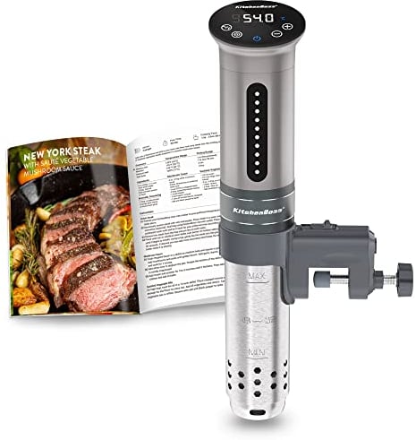 KitchenBoss Sous Vide Roner Cucina a Bassa Temperatura Slow Cooker Circolatore Termico Professionale IPX7 impermeabile,Timer con Touch Screen,Argento