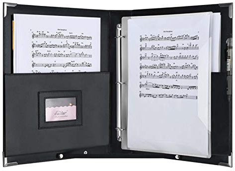 Eastar Notenmappe für Notenblätter Schwarz Musikordner A4 Größe Papierbogen Notenhalter mit 15 Notenblätter für Chor und Klavier, ESMF-1