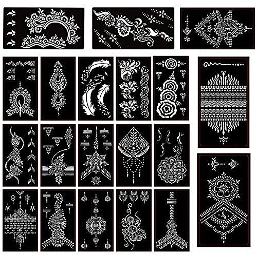 Xmasir 40 Blatt Temporäres Tattoo Schablonen set, selbstklebend Tattoo Vorlage Airbrush Schablone Glitzer Schablone für Tattoo Body Art Painting Indisch Arabisch Airbrush Tattoos