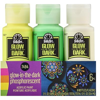 FolkArt Glow in The Dark Paint Set, 2 Fl Oz (Pack of 6)