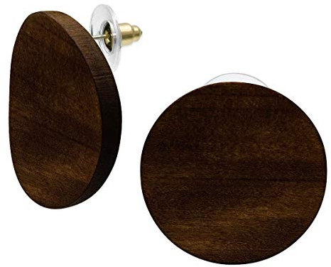 Soul-Cats hochwertige große Holz Ohrstecker für Damen in dunkelbraun mit Edelstahlstift