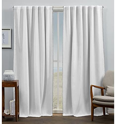 Exclusive Home Curtains Marabel EH8474-01-2-84H Verdunkelungsvorhang, gefüttert, verdeckte Schlaufen, 137 x 213 cm, Weiß/Grau