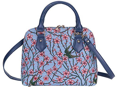 Walter Crane Almond Blossom & Swallow Handbag – Vintage Arts & Crafts Tote – Elegant Faux Leather Shoulder Bag for Women – Stylish & Spacious Literary Purse (Blossom and Swallow, CONV-BLOS)