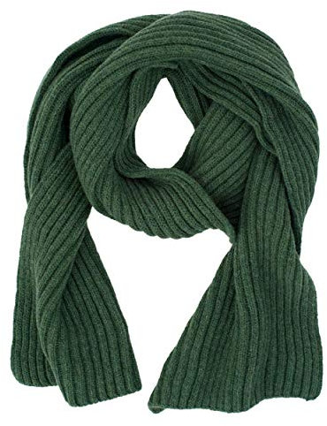 FosterNatur, Damen/Herren Merino Schal dickripp, 100% Wolle Merino extrafein (Grün)