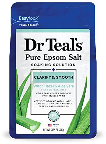 Dr Teal's Epsom Salt Magnesium Soak, Clarify & Smooth with Witch Hazel & Aloe Vera, 3 lbs
