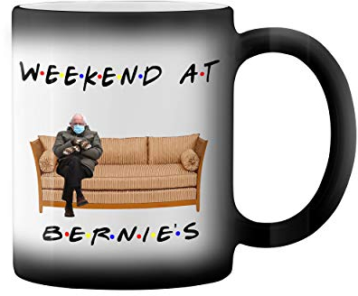 Bernie Sanders Inspired Friends TV Series Pivot Taza de café negro mágico Mug