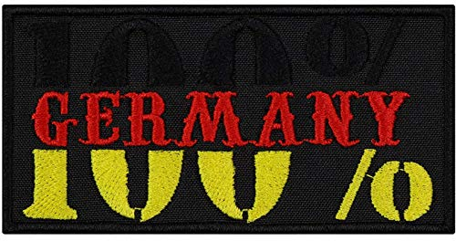 Deutschland Aufnäher 100% Germany Patrioten Aufbügler/Patch Deutschlandfan Bügelbilder zum annähen/aufbügeln | Deutschland Flagge Applikation für Trikot/Rucksack | 100x50mm