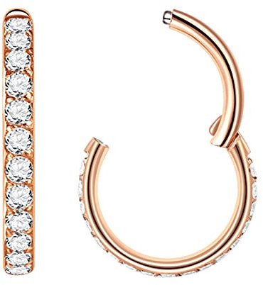 Popuhoops Anneaux de nez hypoallergéniques avec oxyde de zirconium 20 g, 18 g, 16 g, en acier chirurgical 316L, bijoux de piercing pour cartilage, hélix, rook, daith, tragus, lobe d'oreille, diamètre
