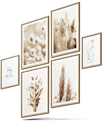 BLCKART Infinity Poster-Set Beige Love - beidseitig bedruckte Wandbilder - Premium Poster - Bilder zur Wanddekoration - Größe M 4x A4 und 2x A5