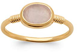 Tata Gisèle Bague en Plaqué Or 18 carats - Pierre Naturelle Ovale - Sachet Velours Offert (54, Quartz Rose)