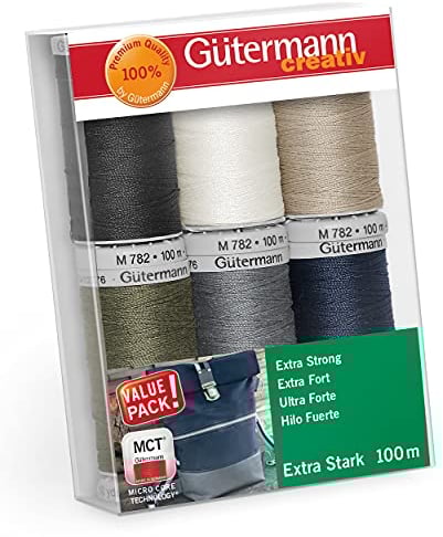 Gütermann creativ Nähfaden-Set mit 6 Spulen Extra Stark 100 m in Basisfarben