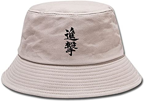 WANHONGYUE Attack on Titan Shingeki No Kyojin Anime Fischerhut Anglerhut Unisex UV Schutz Sonnenhut Sommer Faltbar Bucket Hut Strand Mütze Beige
