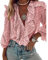 Loalirando Chemisier Femme à Manches Longues Chic Élégant Col en V Chemisier de Bureau Décontracté Sexy à Volant, Rose, M