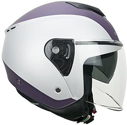 CGM Casco demi jet, 125G VIPER BICO, Viola Bianco opaco, S (55-56cm)