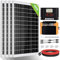 ECO-WORTHY 2 kWh 0% MwSt. Solarmodulsystem mit Wechselrichter für elektrische Stand-Alone-Wohnwagen: 4 Stück 120 W Solarmodule 60 A Laderegler 1100 W DC 12 V AC 220 V Solarwechselrichter.