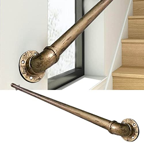 Whnoorher Messing-Handlauf für Treppen im Innen- und Außenbereich, Haltegriff-Geländer, rustikale Wand-Handläufe, Geländer, Rutschfester Sicherheits-Treppenhandlauf für Badezimmer-Korridorstufen