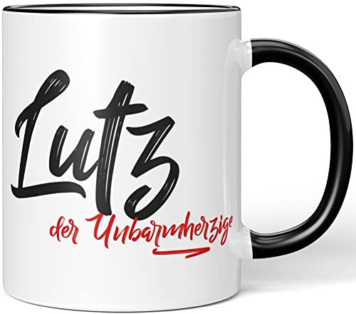 JUNIWORDS Tasse, Lutz, der Unbarmherzige, Schwarz (5263393)