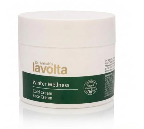 LAVOLTA Shea Cold Cream Gesichtscreme, 100ml – Silikonfreie Kälteschutz-Creme für trockene, empfindliche und sensible Haut aus Nachtkerzenöl, Sheabutter, Q10, Mandelöl & Vitamin E