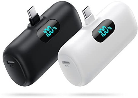 Swyop [2-Pack] Mini Portable Charger 5000mAh Power Bank,3A PD USB C Cell Phone Portable Power, LCD Display Battery Pack Compatible with iPhone 16/15/15 plus/15 pro/15 pro Max/Android/Samsung/Moto/LG