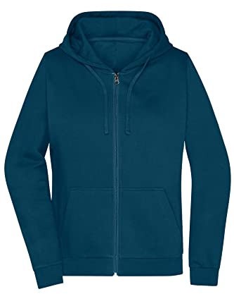 James & Nicholson Damen Basic Kapuzen-Sweatjacke - Leicht taillierte Sweatjacke mit Kapuze | Farbe: Petrol | Grösse: L