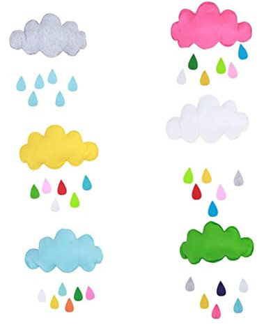 Toyvian Regen Wassertropfen Hängedekor Filz Seil Zum Aufhängen Kinderzimmer Schlafzimmerdekor Mit Wolken Für Babys Und Spielzelt Requisite