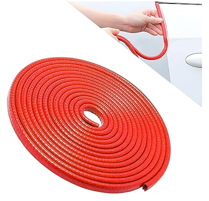 CGEAMDY Universal Rubber Seal Protector, U Shape Edge Trim Door Protection for Most Cars, Aluminum Boat Edge Guards (Red/5M)