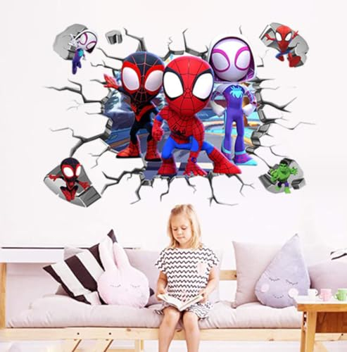 3d Spider Man Kinderzimmer Dekoration Wandtattoo Cartoon Tapete Selbstklebendes Poster Aufkleber 40,60cm