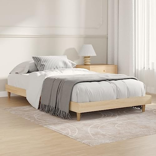 MNISDFL Bett kopfteil Bodenbett Schlafzimmer möbelEinzelbett Bettgestell Sonoma-Eiche 90x200 cm Holzwerkstoff
