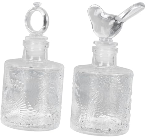 LIFKOME 2pcs Embossed Aromatherapy Bottle Glass Container Clear Container Antique Scent Bottles Diffuser Glass Ornaments Antique Perfume Bottles Glass Bottle Supplies Travel American Style