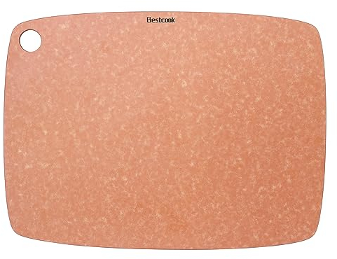 BESTCOOK Planche à découper en fibre de bois pour cuisine, haute densité, sans BPA, lavable au lave-vaisselle, ami des couteaux, écologique, réversible pour viande, pain et fruits, 37 x 27 x 0,6 cm