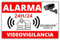SecureHome Systems - Set de 8 pegatinas disuasorias de robo fondo blanco - Alarma + videovigilancia 24 horas - Resistencia a la lluvia y a los rayos UV - 8,5x5,5cm