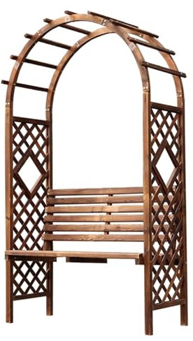 Wooden Archway Bench, Patio Arch with Slatted Seat, Outdoor Weatherproof Bench Perfect for Backyard Lawn Garden Climbing Plants