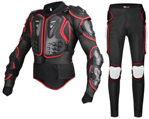 Baymate Motorrad Körperpanzer Motocross-Schutzausrüstung Erwachsene Motorrad Schutz Jacke Bike Brustkorb Wirbelsäulen-Protektor Jacke (Set 1-Rot,M)