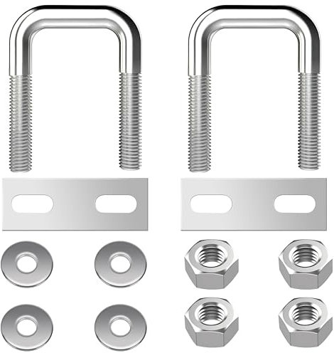 Perno en U Cuadrado Pernos en Forma de U de Acero Inoxidable con Tuercas y Placas para Fijación de Tubería 25 mm de Ancho Interior 2 Piezas M8 25x50mm