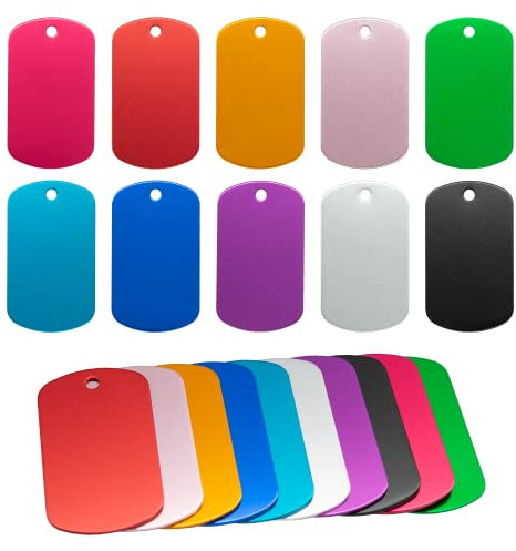 Stanzrohlinge aus eloxiertem Aluminium, blanko, Erkennungsmarken zum Gravieren, 50 Stück (gemischte Farben)