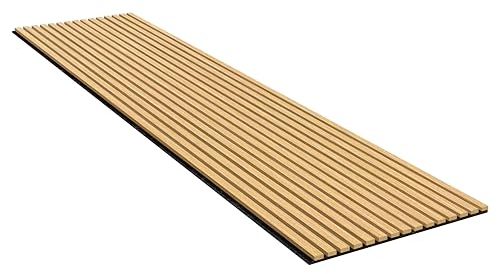 Akustikpaneele Eiche Natur Holz Wandpaneele als Wandverkleidung Filz Schwarz, Oberfläche: Echtholz Format: 2400 x 605 mm - Lamellenbreite: 27 mm (Eiche Natur, 2400 x 605 mm)