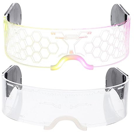 TOYANDONA 2st Leuchtende Gläser Trendige Sonnenbrille Leuchtendes Spielzeug Sonnenbrille Mit Farbwechsel Futuristische Brille Farbwechselnde Brille Punk Lustig Brille Beleuchten Acryl