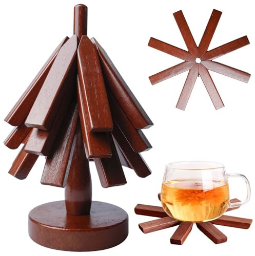 GBKDQQ Lot de 3 dessous de verre en forme d'arbre en bois de noyer résistant à la chaleur, multifonctionnel pour plats chauds, casseroles, poêles, bols et théières - Élégant et pratique (bois de noyer