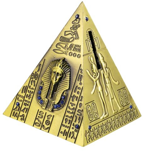 HOMOCONO Vintage Pyramidenfigur Sparschwein Metall Galvanisch Retro Wohnkultur Antike Ornament Desktop Dekor Für Wohnzimmer Und Büro