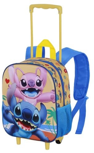 Disney Lilo und Stitch Ocean-Kleiner 3D Rucksack mit Rädern, Blau, 26 x 34 cm, Kapazität 7 L