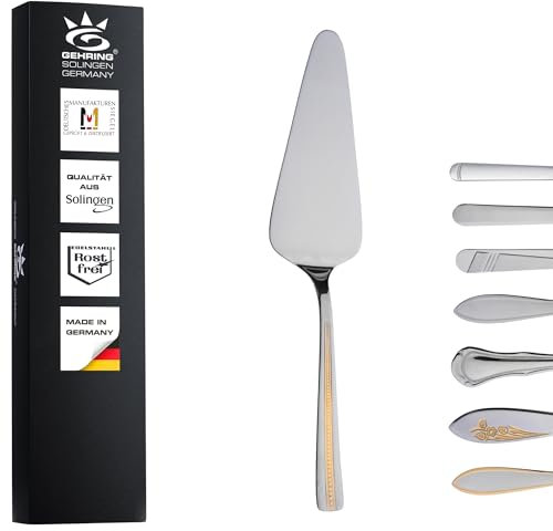 Gehring Solingen Pearl Pelle à tarte décorée dorée I Pelle à gâteau pour pizza et pâtisserie, lasagnes, quiche en acier inoxydable 18/10 I Passe au lave-vaisselle I Fabriqué en Allemagne