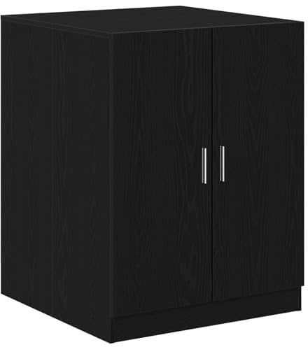 vidaXL washing machine cabinet - engineered wood black oak, 2-door cleaning organizer for bathroom or laundry storage
