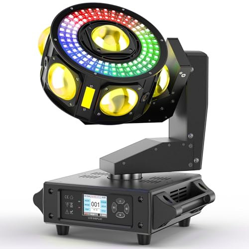 Lyre LED 200W Lumière à tête mobile RGBW Beam Wash 3 axes Rotation infinie Lumière de Scène Projecteur Strobe Effekt pour DJ Club Fête Hochzeit Bar Théâtre